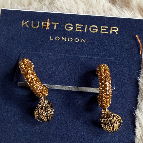 Kurt Geiger Vibrant Orange Pouch with Gold Accents earrings - Picture 3 of 5